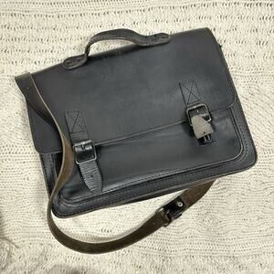 Tivoli Corp Leather Briefcase Holland Black Messenger Satchel Vintage Bag